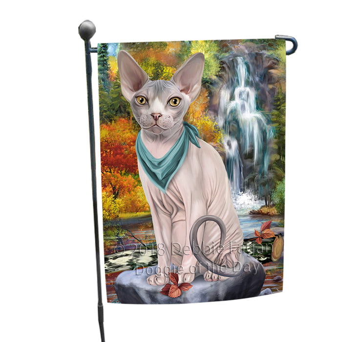 Scenic Waterfall Sphynx Cat Garden Flag GFLG51964