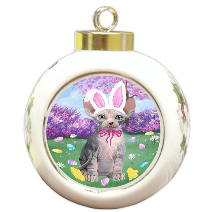 Easter Holiday Sphynx Cat Round Ball Christmas Ornament RBPOR57348