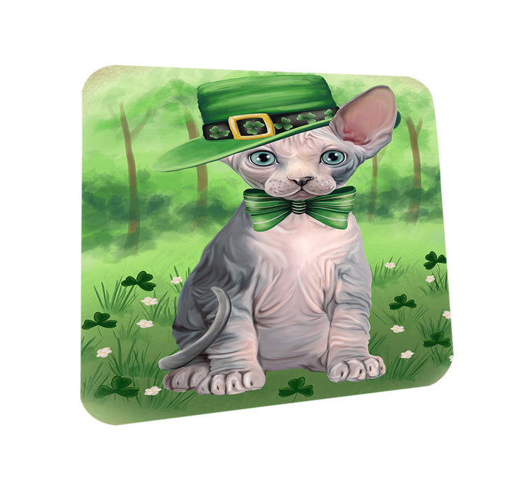 St. Patricks Day Irish Portrait Sphynx Cat Coasters Set of 4 CST57009
