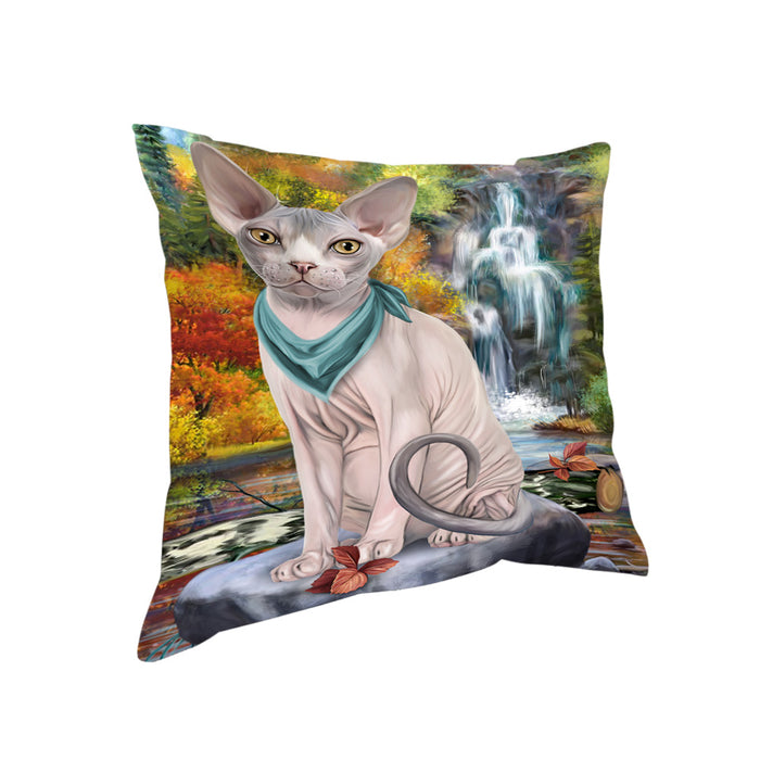 Scenic Waterfall Sphynx Cat Pillow PIL64232