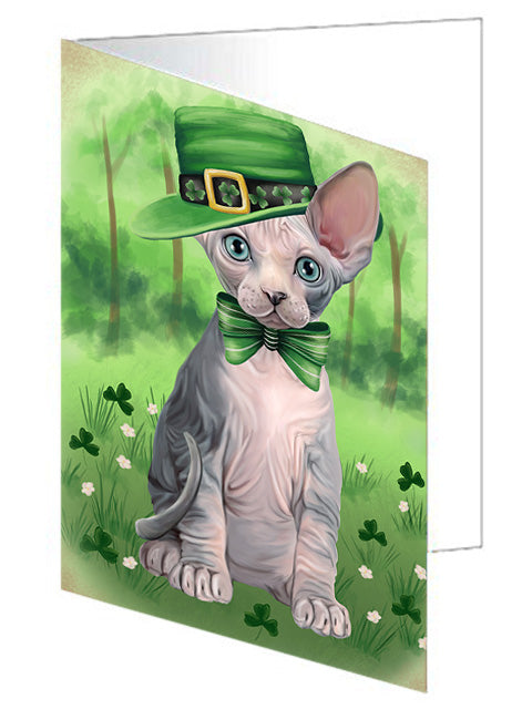 St. Patricks Day Irish Portrait Sphynx Cat Handmade Artwork Assorted Pets Greeting Cards and Note Cards with Envelopes for All Occasions and Holiday Seasons GCD76667