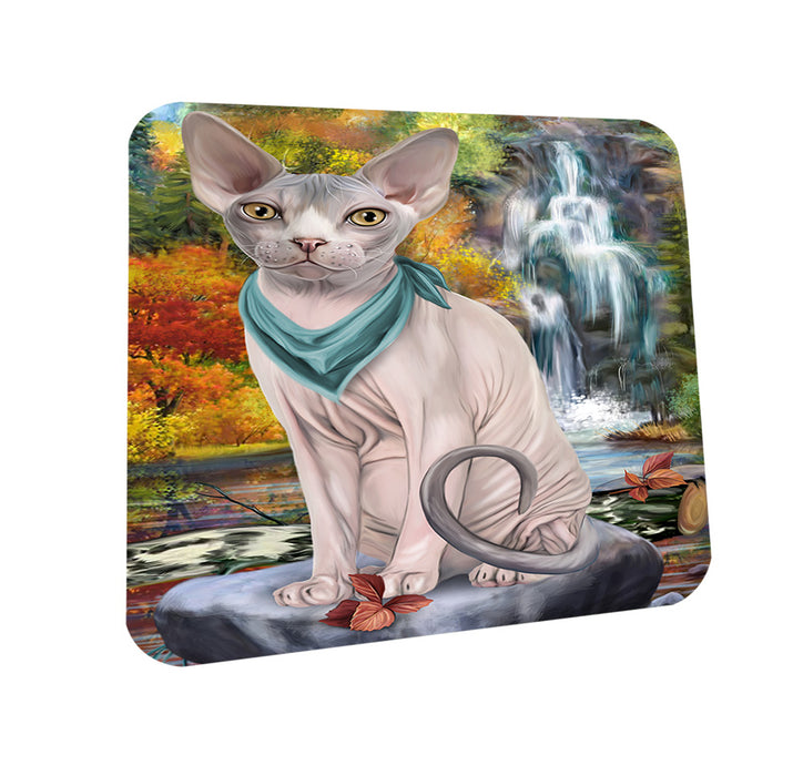 Scenic Waterfall Sphynx Cat Coasters Set of 4 CST51926