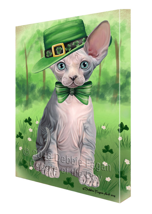 St. Patricks Day Irish Portrait Sphynx Cat Canvas Print Wall Art Décor CVS135899