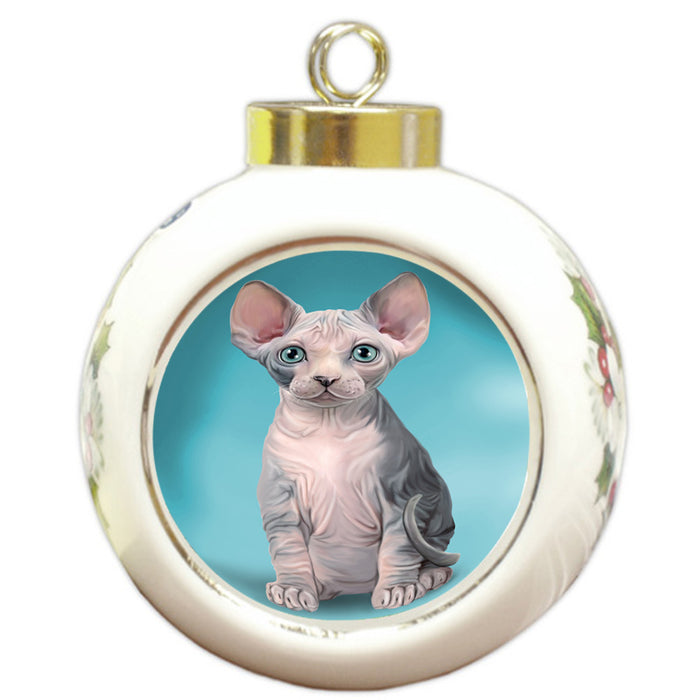Sphynx Cat Round Ball Christmas Ornament RBPOR51784