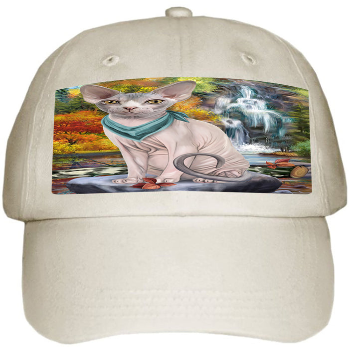 Scenic Waterfall Sphynx Cat Ball Hat Cap HAT59634
