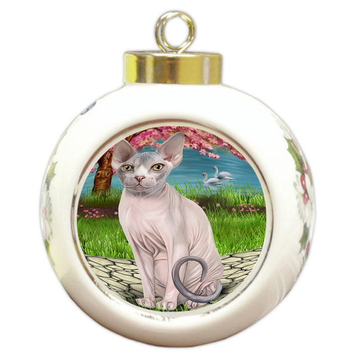 Sphynx Cat Round Ball Christmas Ornament RBPOR51785