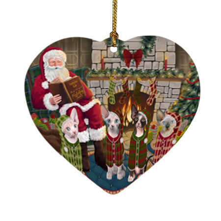 Christmas Cozy Holiday Tails Sphynx Cats Heart Christmas Ornament HPOR55749