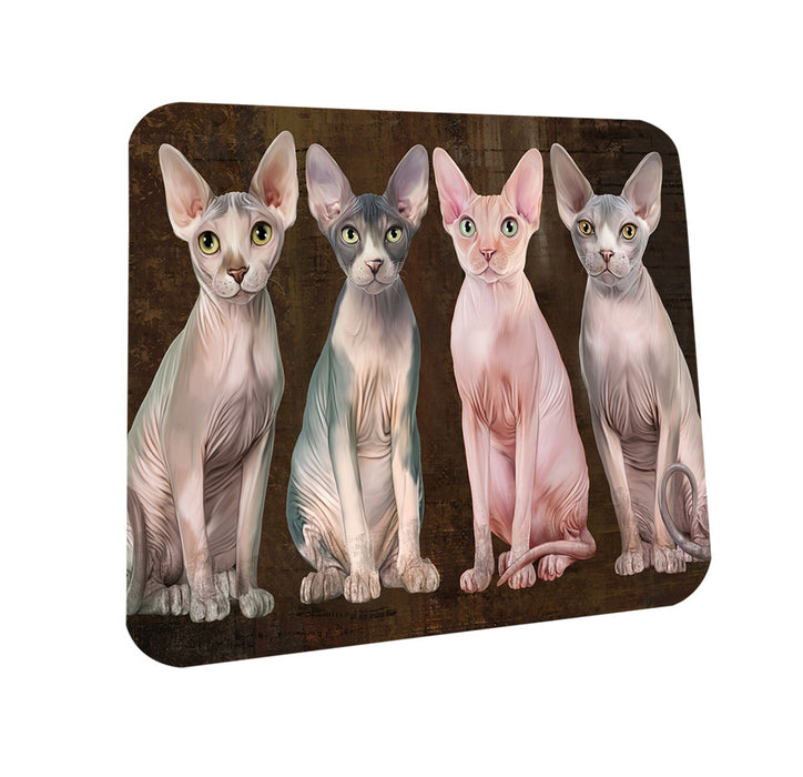 Rustic 4 Sphynx Cats Coasters Set of 4 CST54327