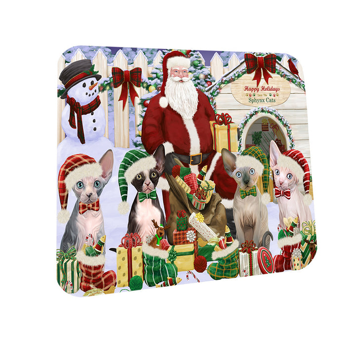 Christmas Dog House Sphynx Cats Coasters Set of 4 CST52569