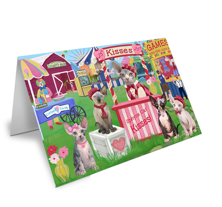 Carnival Kissing Booth Sphynx Cats Handmade Artwork Assorted Pets Greeting Cards and Note Cards with Envelopes for All Occasions and Holiday Seasons GCD72644