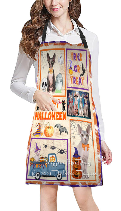 Happy Halloween Trick or Treat Sphynx Cats Cooking Kitchen Adjustable Apron Apron49364