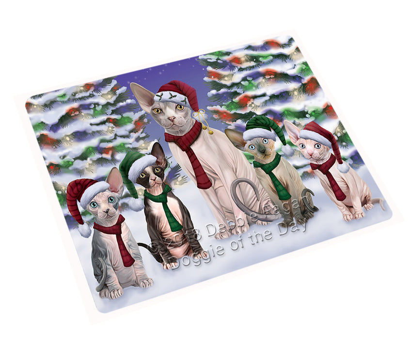 Sphynx Cats Christmas Family Portrait In Holiday Scenic Background Magnet Mini (3.5" x 2") MAG62253