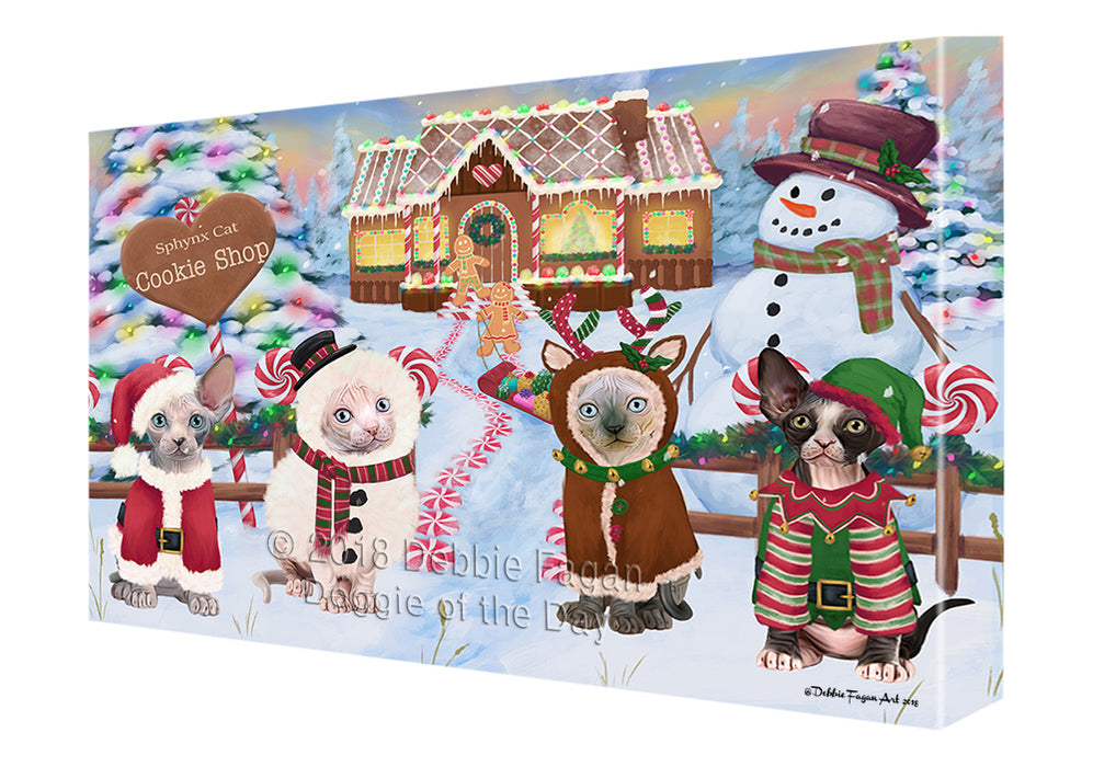 Holiday Gingerbread Cookie Shop Sphynx Cats Canvas Print Wall Art Décor CVS131849