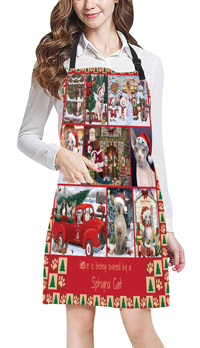 Love is Being Owned Christmas Sphynx Cats Apron