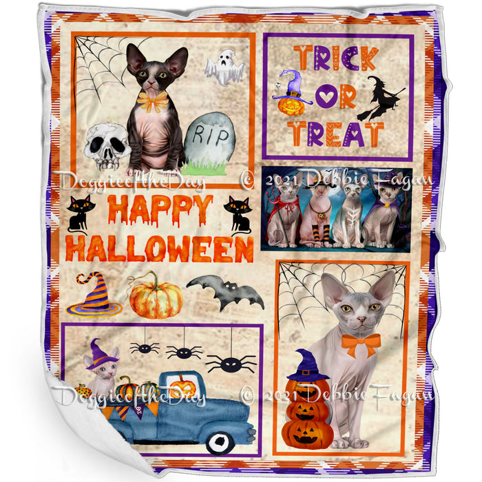 Happy Halloween Trick or Treat Sphynx Cats Blanket BLNKT143792