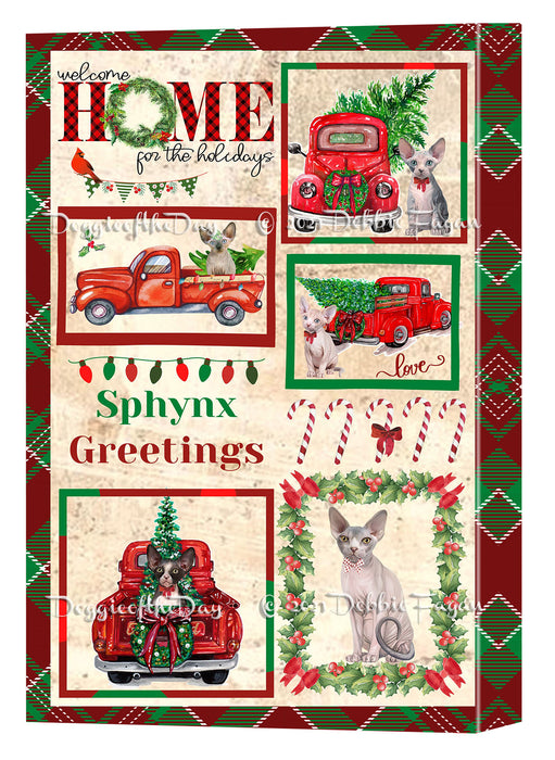 Welcome Home for Christmas Holidays Sphynx Cats Canvas Wall Art Decor - Premium Quality Canvas Wall Art for Living Room Bedroom Home Office Decor Ready to Hang CVS149939