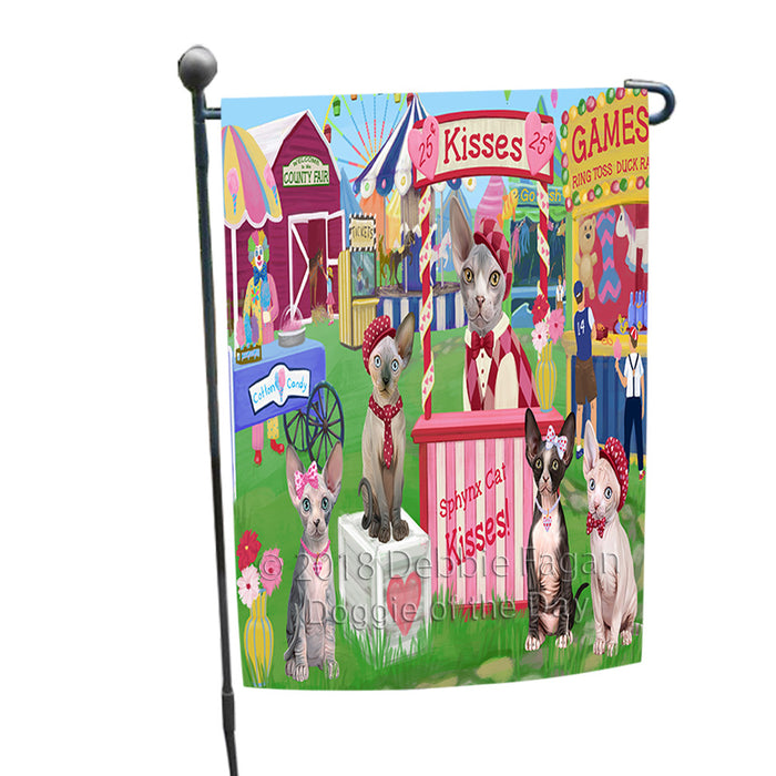 Carnival Kissing Booth Sphynx Cats Garden Flag GFLG56591