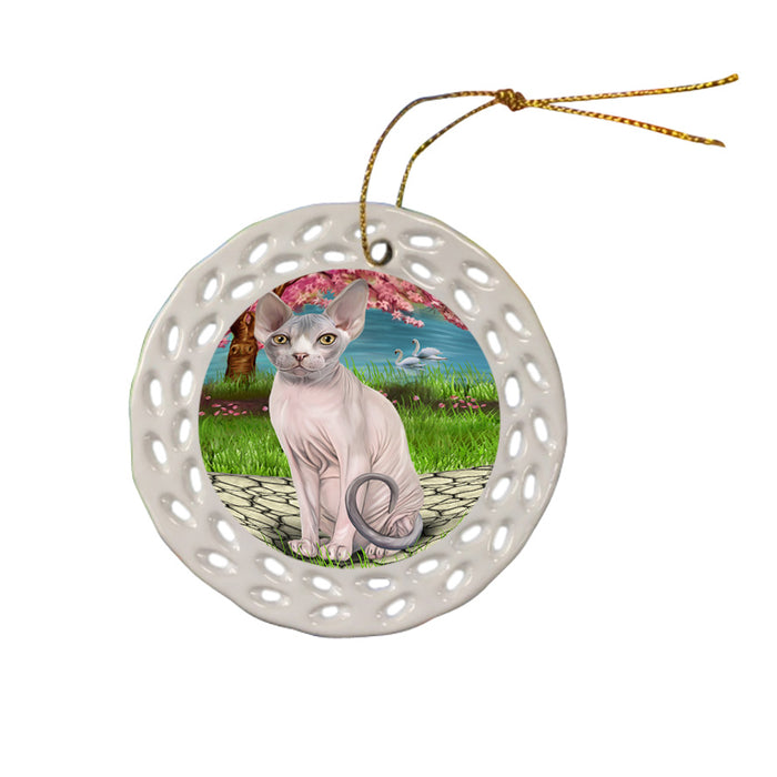 Sphynx Cat Ceramic Doily Ornament DPOR52755