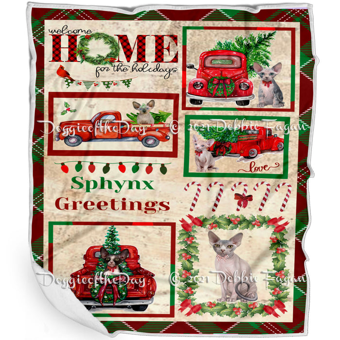Welcome Home for Christmas Holidays Sphynx Cats Blanket BLNKT72196