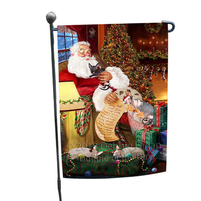 Sphynx Cats and Kittens Sleeping with Santa  Garden Flag GFLG54580