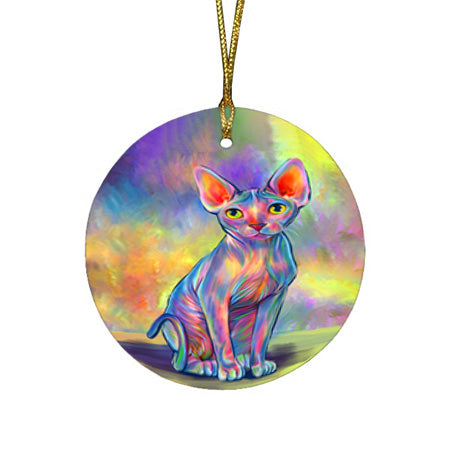 Paradise Wave Sphynx Cat Round Flat Christmas Ornament RFPOR57094