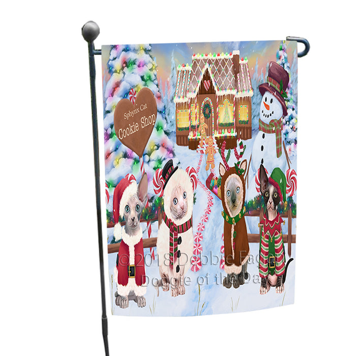 Holiday Gingerbread Cookie Shop Sphynx Cats Garden Flag GFLG57253