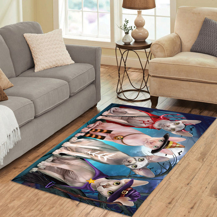 Halloween Trick or Teat Sphynx Cats Area Rug