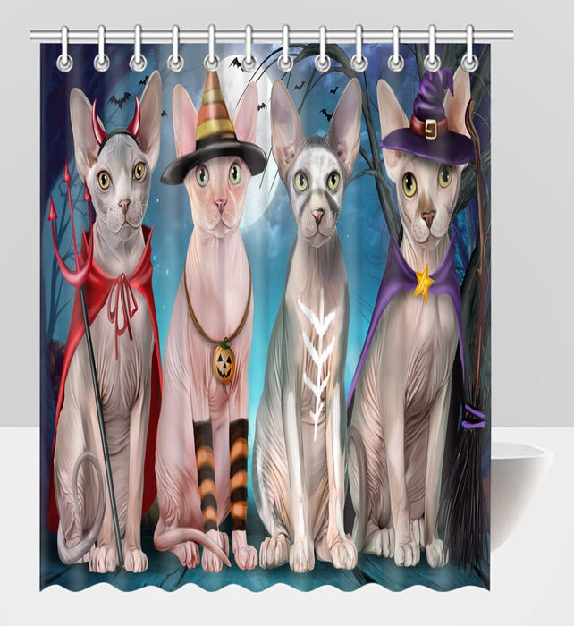 Halloween Trick or Teat Sphynx Cats Shower Curtain