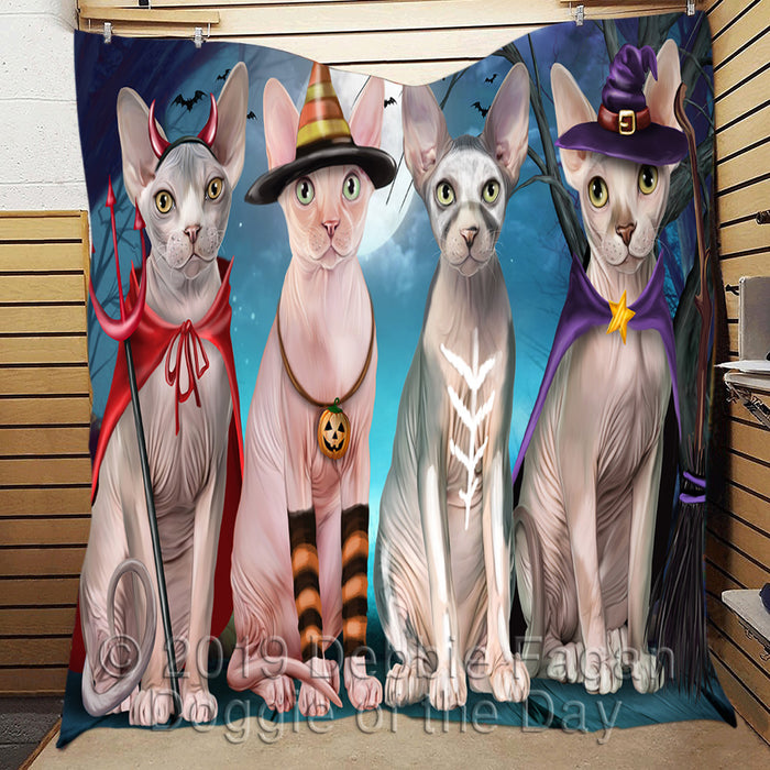 Halloween Trick or Teat Sphynx Cats Quilt