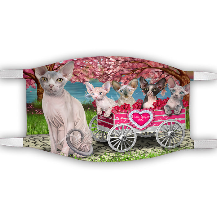 I Love Sphynx Cats in a Cart Face Mask FM48188