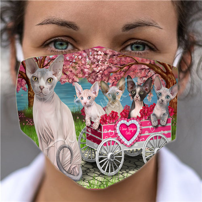 I Love Sphynx Cats in a Cart Face Mask FM48188