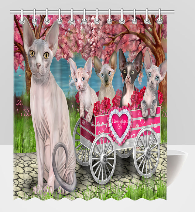 I Love Sphynx Cats in a Cart Shower Curtain