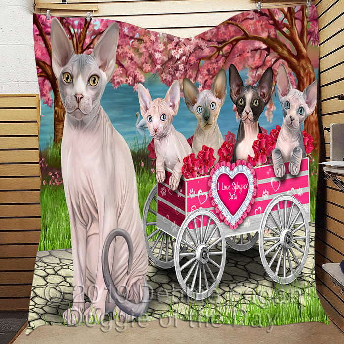 I Love Sphynx Cats in a Cart Quilt