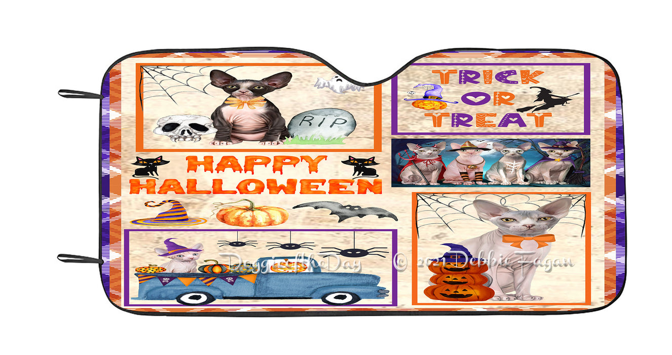 Happy Halloween Trick or Treat Sphynx Cats Car Sun Shade Cover Curtain