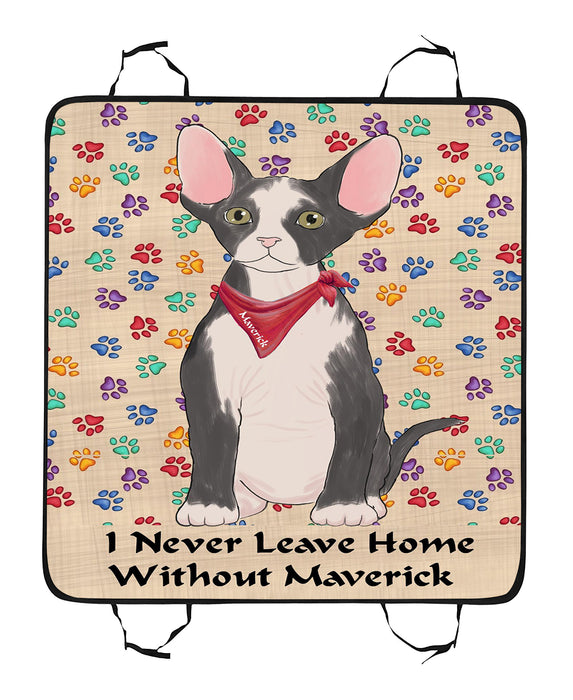 Personalized I Never Leave Home Paw Print Sphynx Cats Pet Back Car Seat Cover