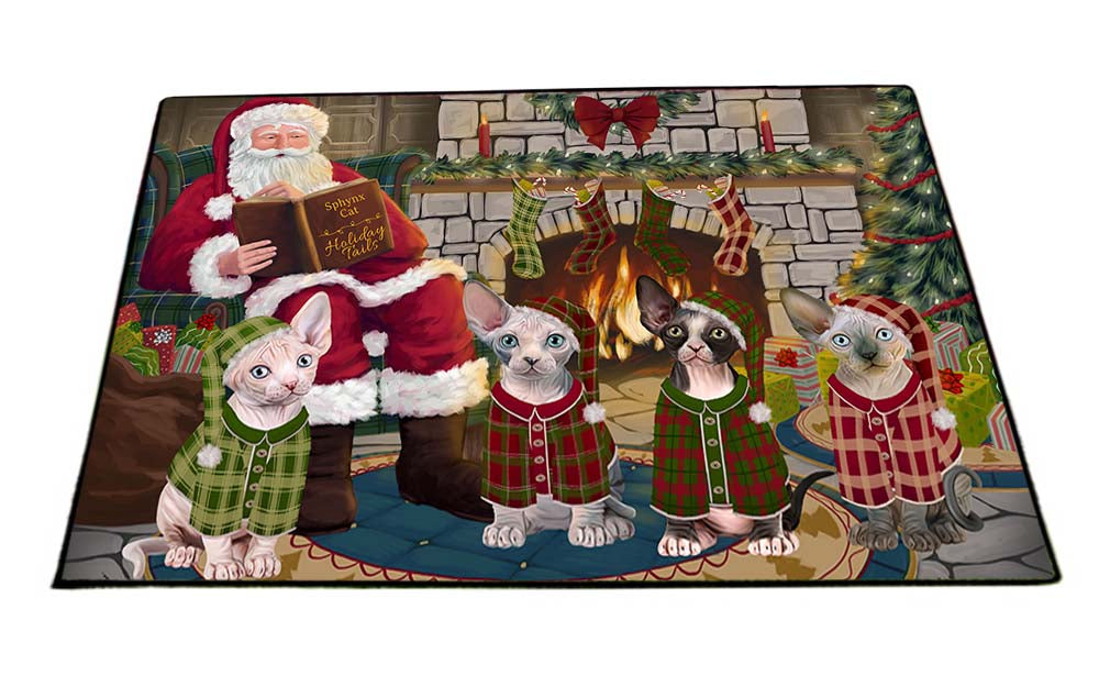 Christmas Cozy Holiday Tails Sphynx Cats Floormat FLMS52770