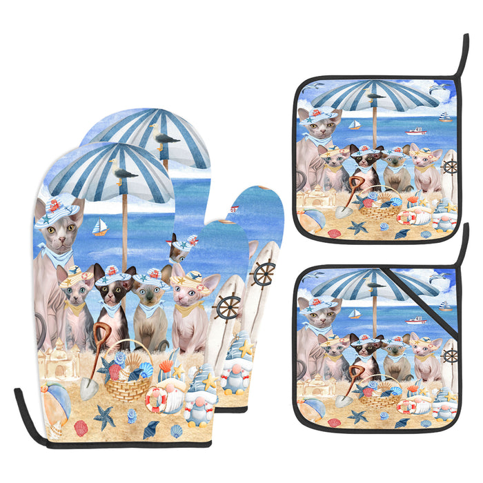 Sphynx Oven Mitts and Pot Holder Set: Explore a Variety of Designs, Personalized, Potholders with Kitchen Gloves for Cooking, Custom, Halloween Gifts for Cat  Mom