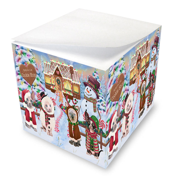 Holiday Gingerbread Cookie Shop Sphynx Cats Note Cube NOC54697