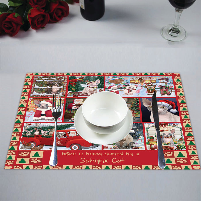 Love is Being Owned Christmas Sphynx Cats Placemat