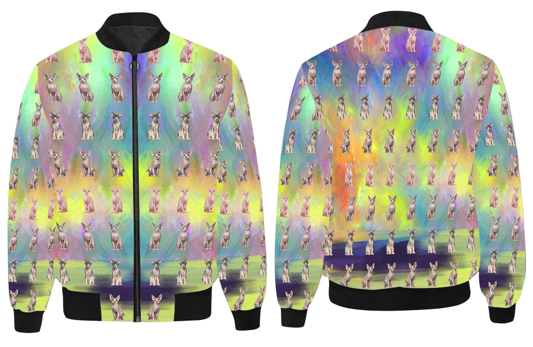 Paradise Wave Sphynx Cats All Over Print Quilted Bomber Men's Jacket