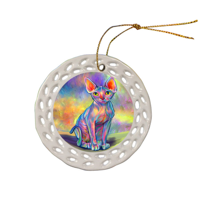 Paradise Wave Sphynx Cat Ceramic Doily Ornament DPOR57094
