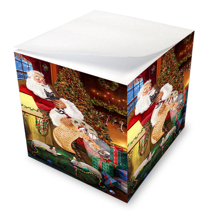 Sphynx Cats and Kittens Sleeping with Santa  Note Cube NOC56036