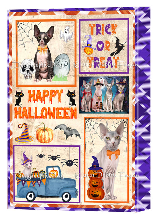 Happy Halloween Trick or Treat Sphynx Cats Canvas Wall Art Decor - Premium Quality Canvas Wall Art for Living Room Bedroom Home Office Decor Ready to Hang CVS150911