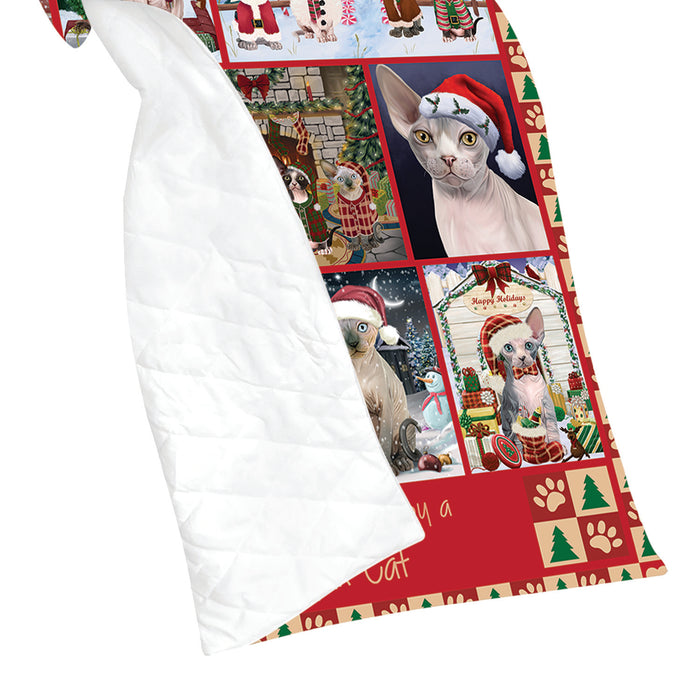 Love is Being Owned Christmas Sphynx Cats Quilt