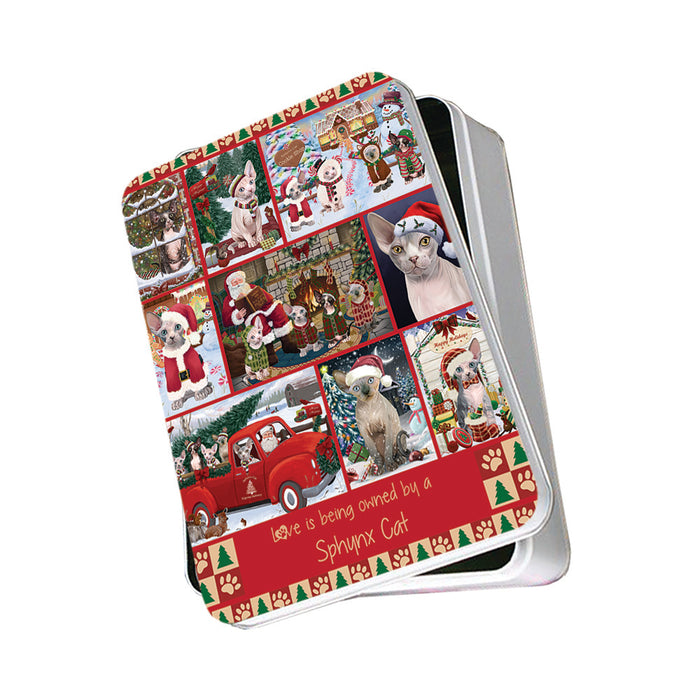 Love is Being Owned Christmas Sphynx Cats Photo Storage Tin PITN57203