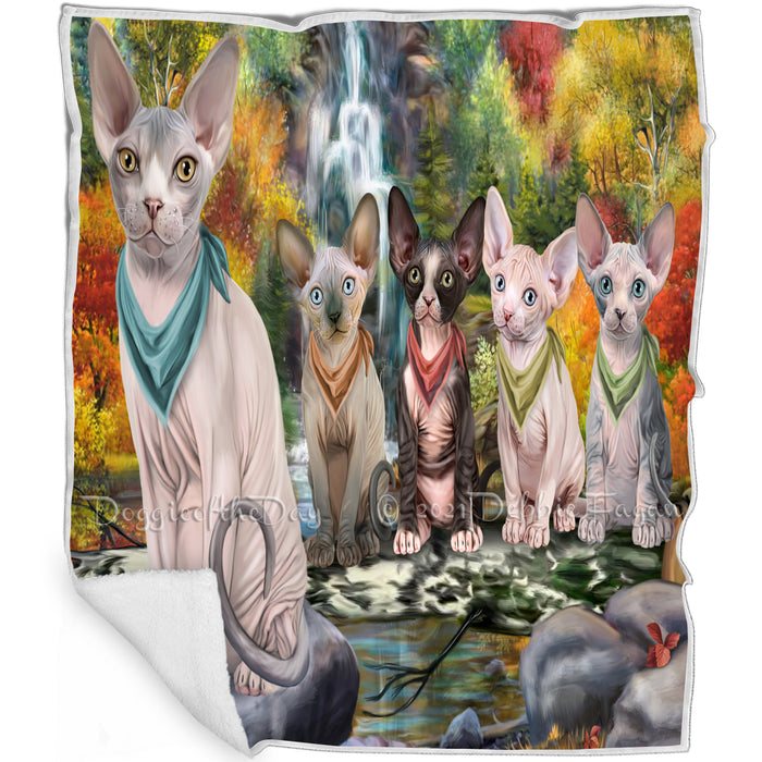Scenic Waterfall Sphynx Cats Blanket BLNKT84414