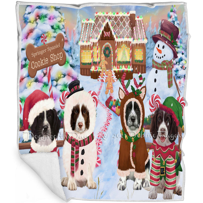 Holiday Gingerbread Cookie Shop Springer Spaniel Dogs Blanket BLNKT143408