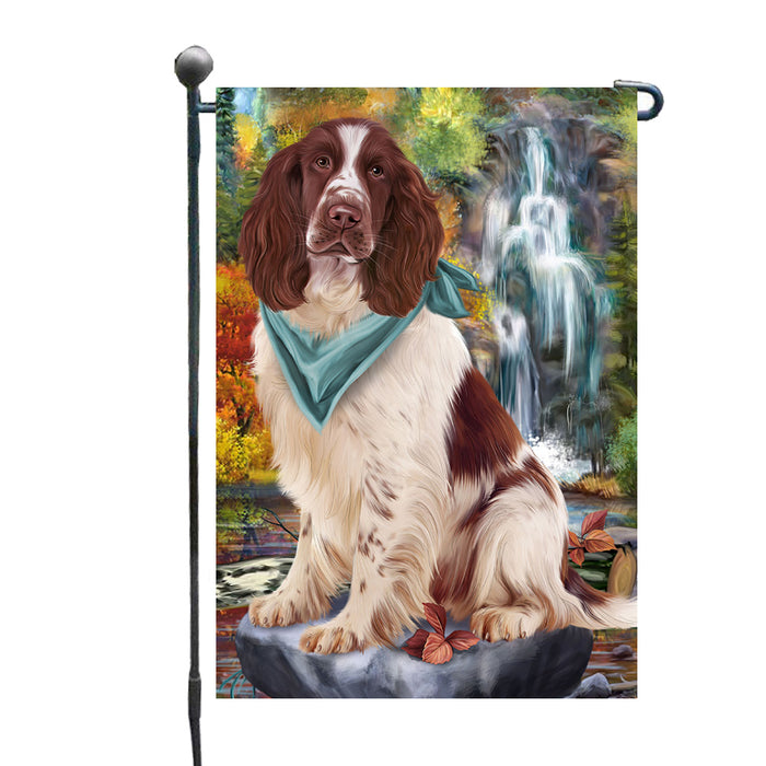 Scenic Waterfall Springer Spaniel Dog Garden Flags Outdoor Decor for Homes and Gardens Double Sided Garden Yard Spring Decorative Vertical Home Flags Garden Porch Lawn Flag for Decorations GFLG68121