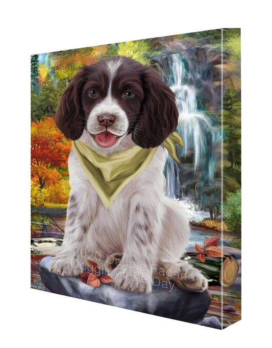 Scenic Waterfall Springer Spaniel Dog Canvas Wall Art - Premium Quality Ready to Hang Room Decor Wall Art Canvas - Unique Animal Printed Digital Painting for Decoration CVS394