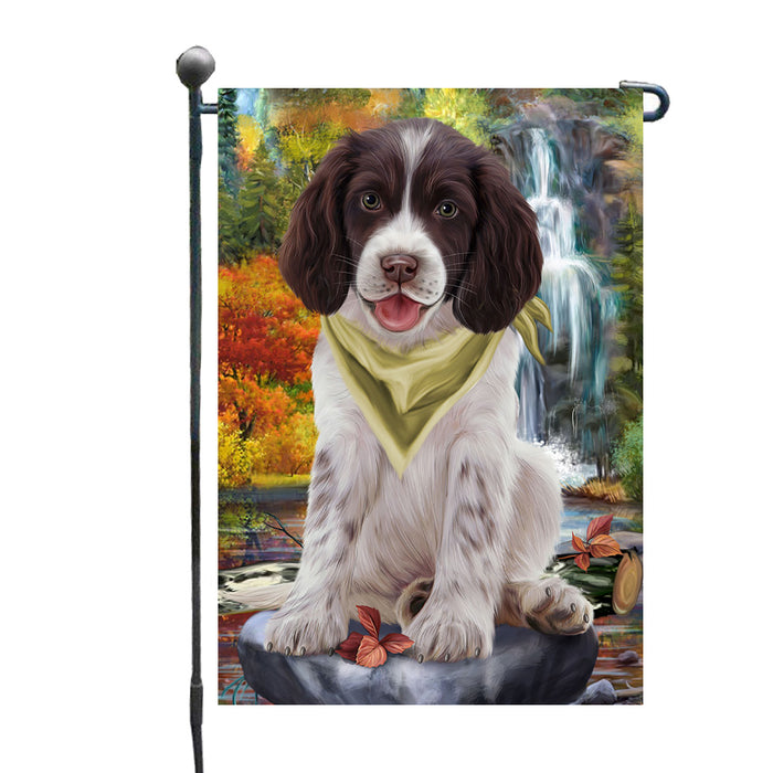 Scenic Waterfall Springer Spaniel Dog Garden Flags Outdoor Decor for Homes and Gardens Double Sided Garden Yard Spring Decorative Vertical Home Flags Garden Porch Lawn Flag for Decorations GFLG68123